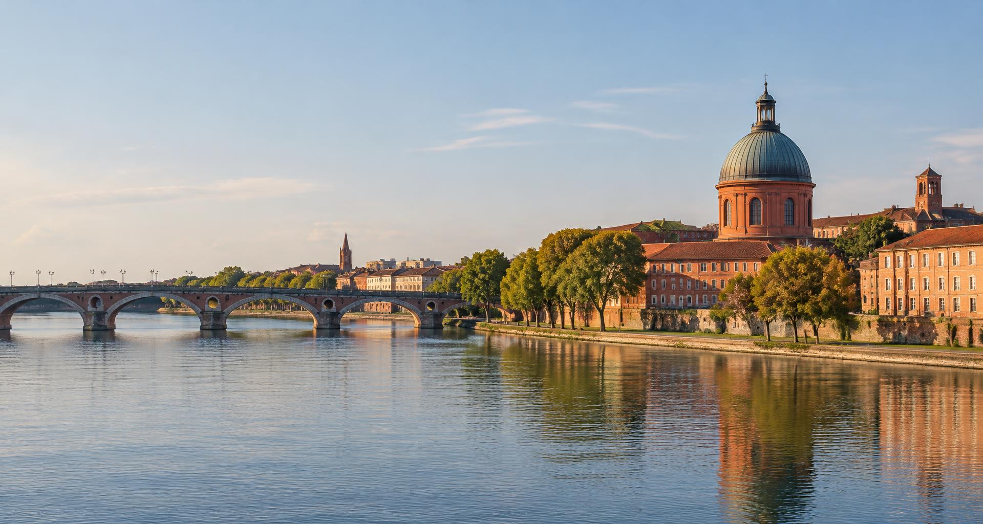 La Garonne et les façades de brique de Toulouse